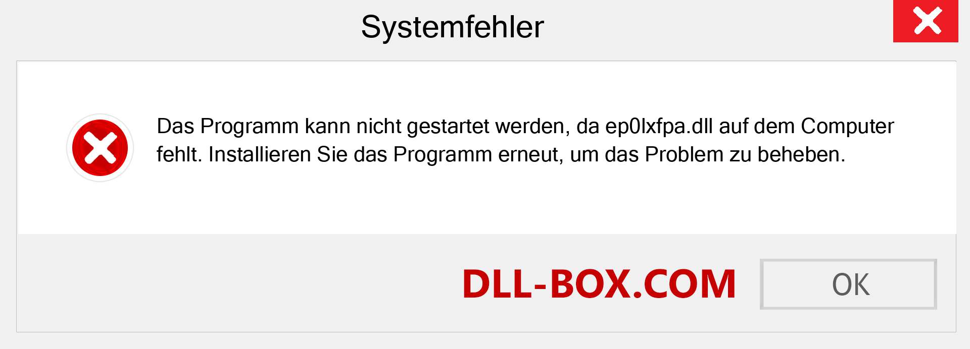 ep0lxfpa.dll-Datei fehlt?. Download für Windows 7, 8, 10 - Fix ep0lxfpa dll Missing Error unter Windows, Fotos, Bildern