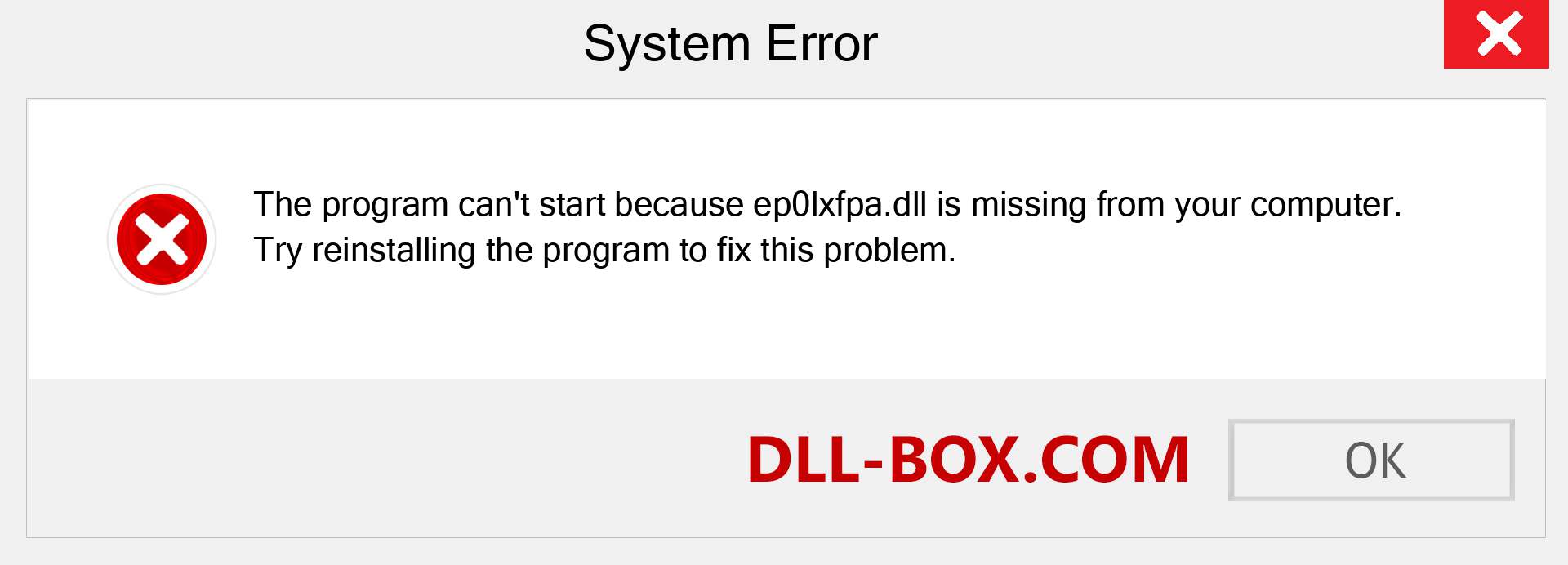  ep0lxfpa.dll file is missing?. Download for Windows 7, 8, 10 - Fix  ep0lxfpa dll Missing Error on Windows, photos, images