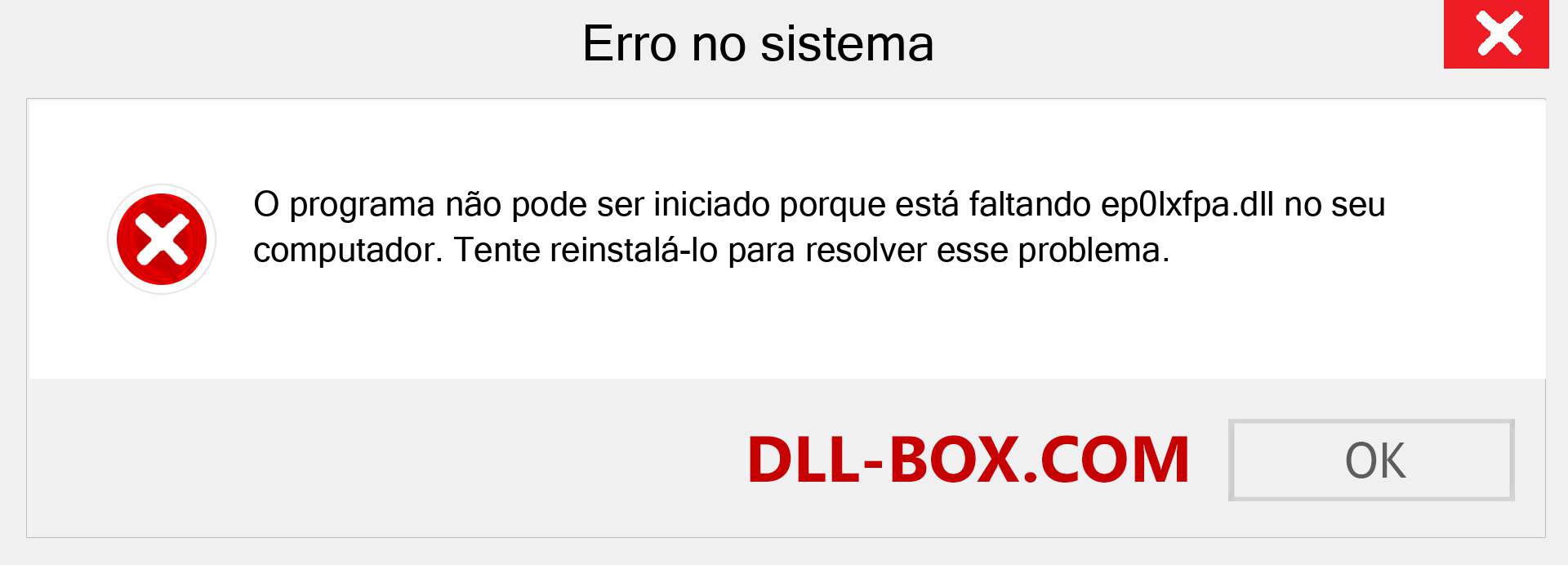 Arquivo ep0lxfpa.dll ausente ?. Download para Windows 7, 8, 10 - Correção de erro ausente ep0lxfpa dll no Windows, fotos, imagens